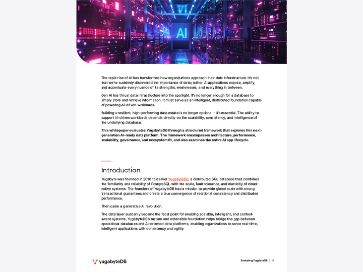 White Paper | Assessment of Distributed SQL Database for AI Workloads